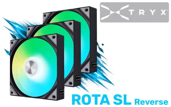 TRYX ROTA SL ARGB Reverse Black 120mm Case Fan 3-Pack - image 1 TRYX ROTA SL ARGB Reverse Black 120mm Case Fan 3-Pack - image 1