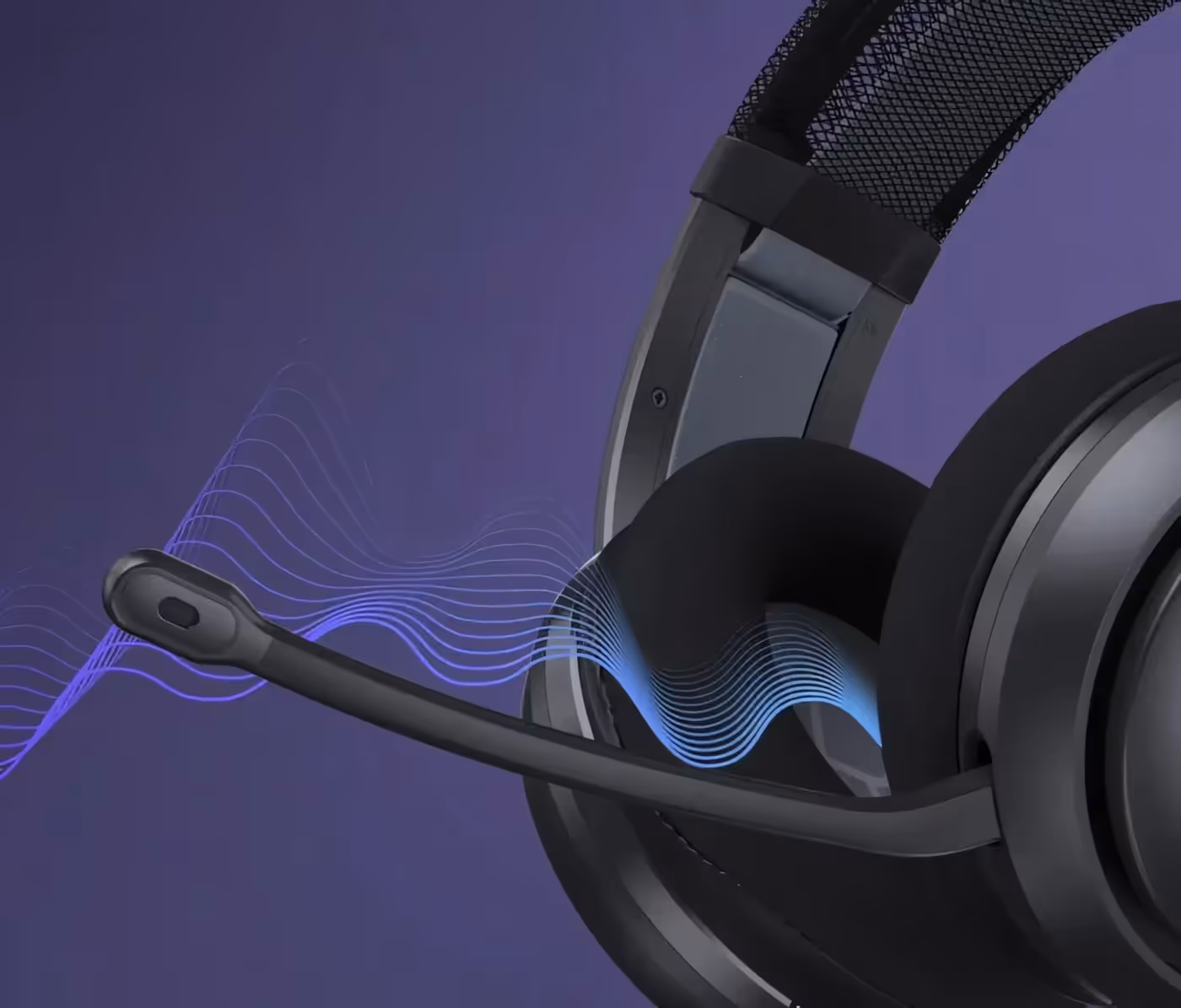 Gaming headset microphone with flip-to-mute functionality