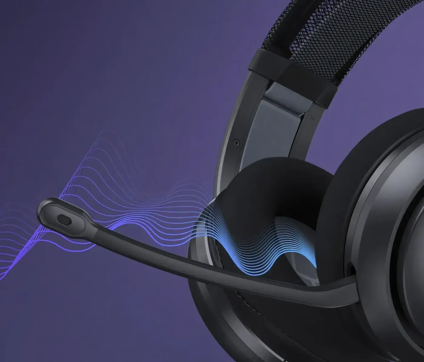 Gaming headset microphone with flip-to-mute functionality