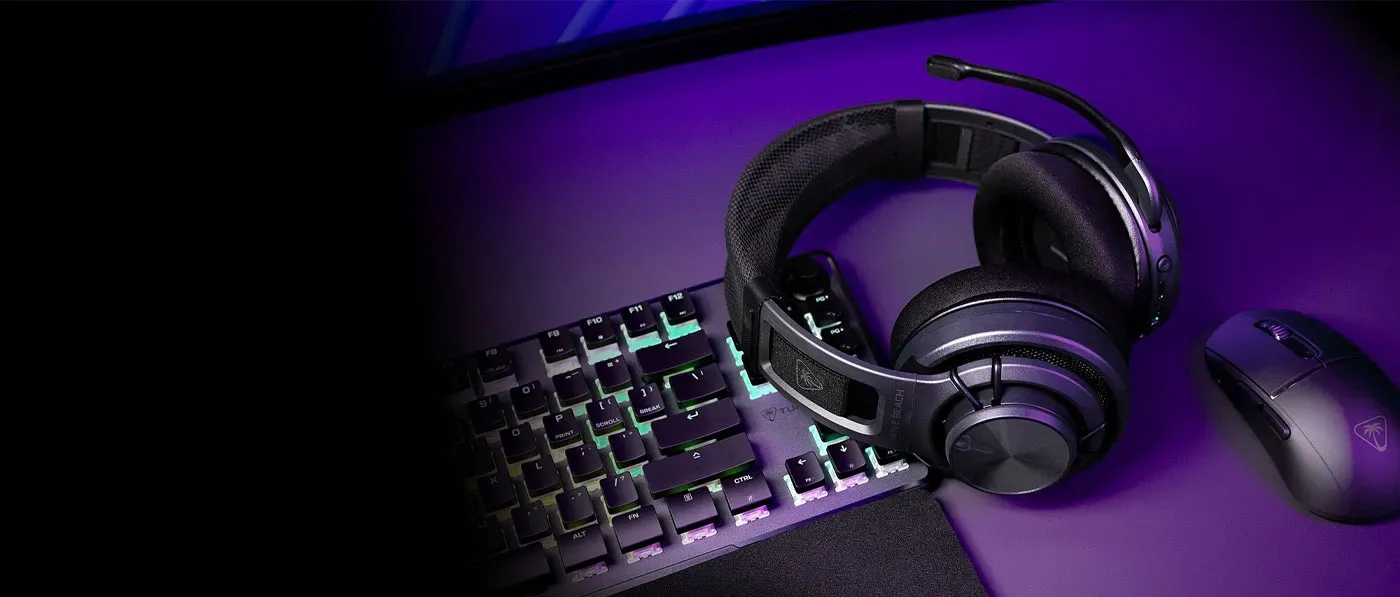 Turtle Beach Atlas Air wireless gaming headset in black, shown from the side