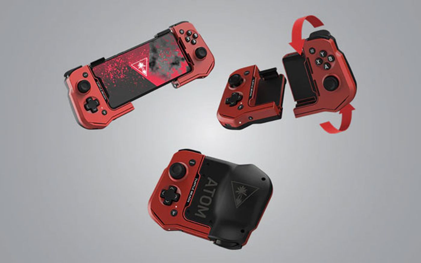 Turtle Beach Atom controller in red folded into its compact form