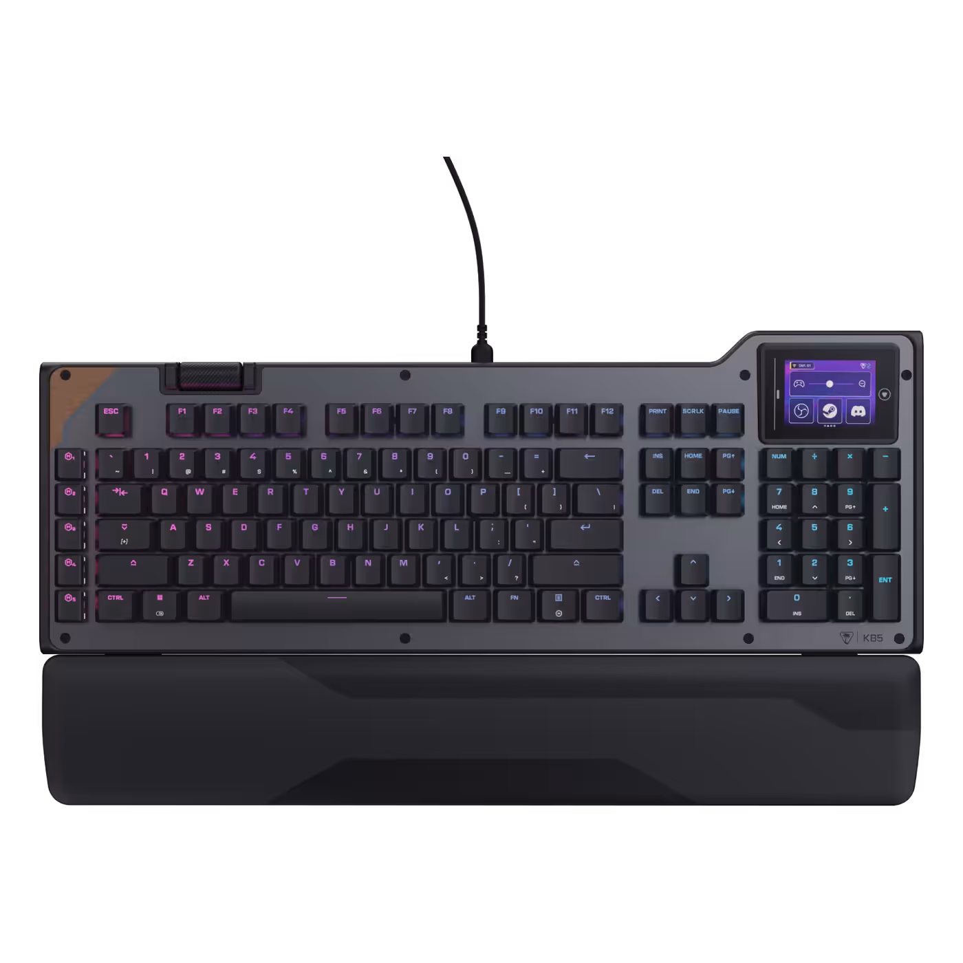Top-down view of the Turtle Beach KB5 full-size keyboard