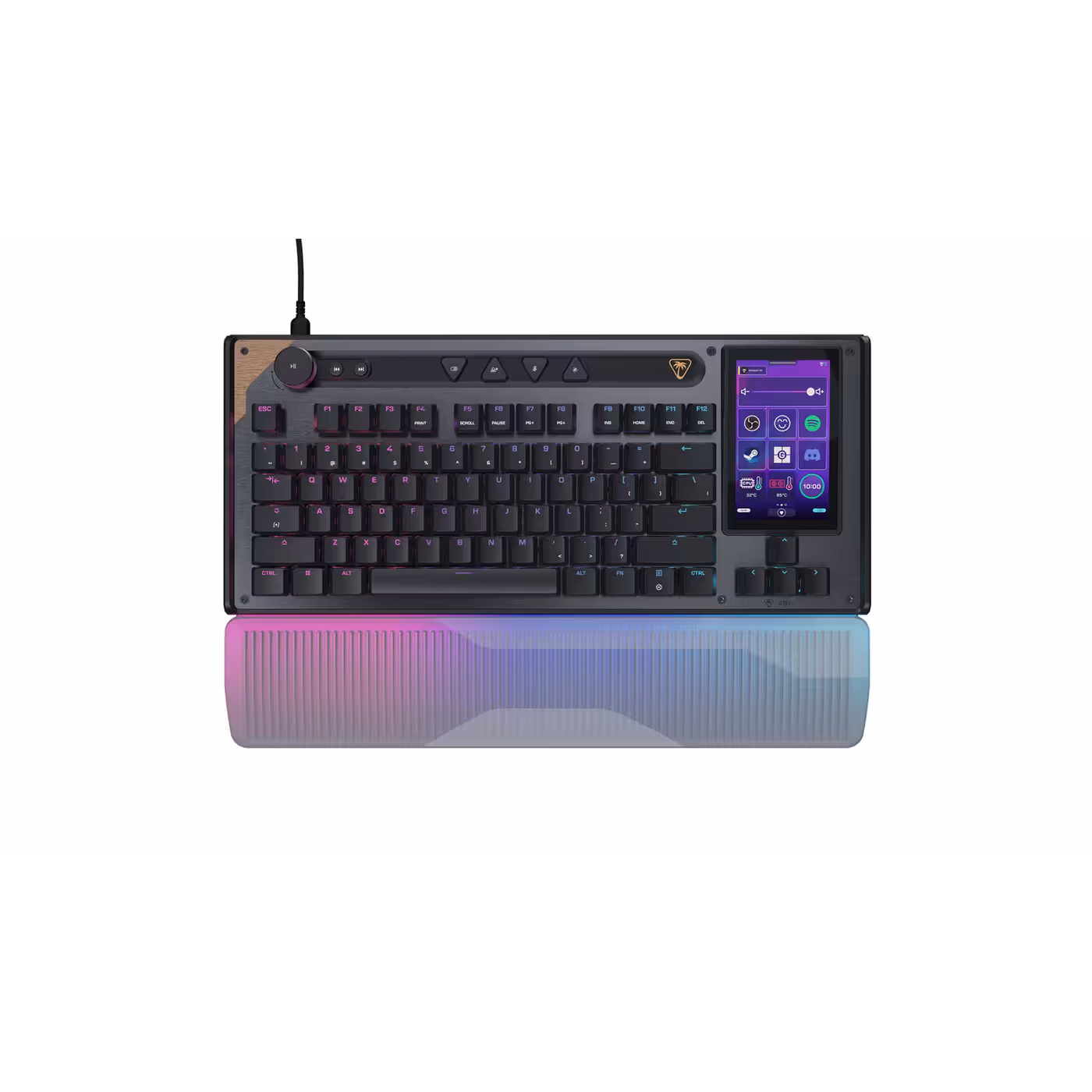 Top-down view of the Turtle Beach KB7 with its wrist rest