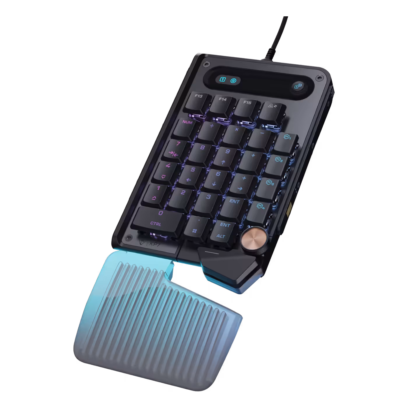 Three-quarter view of the Turtle Beach KP7 keypad