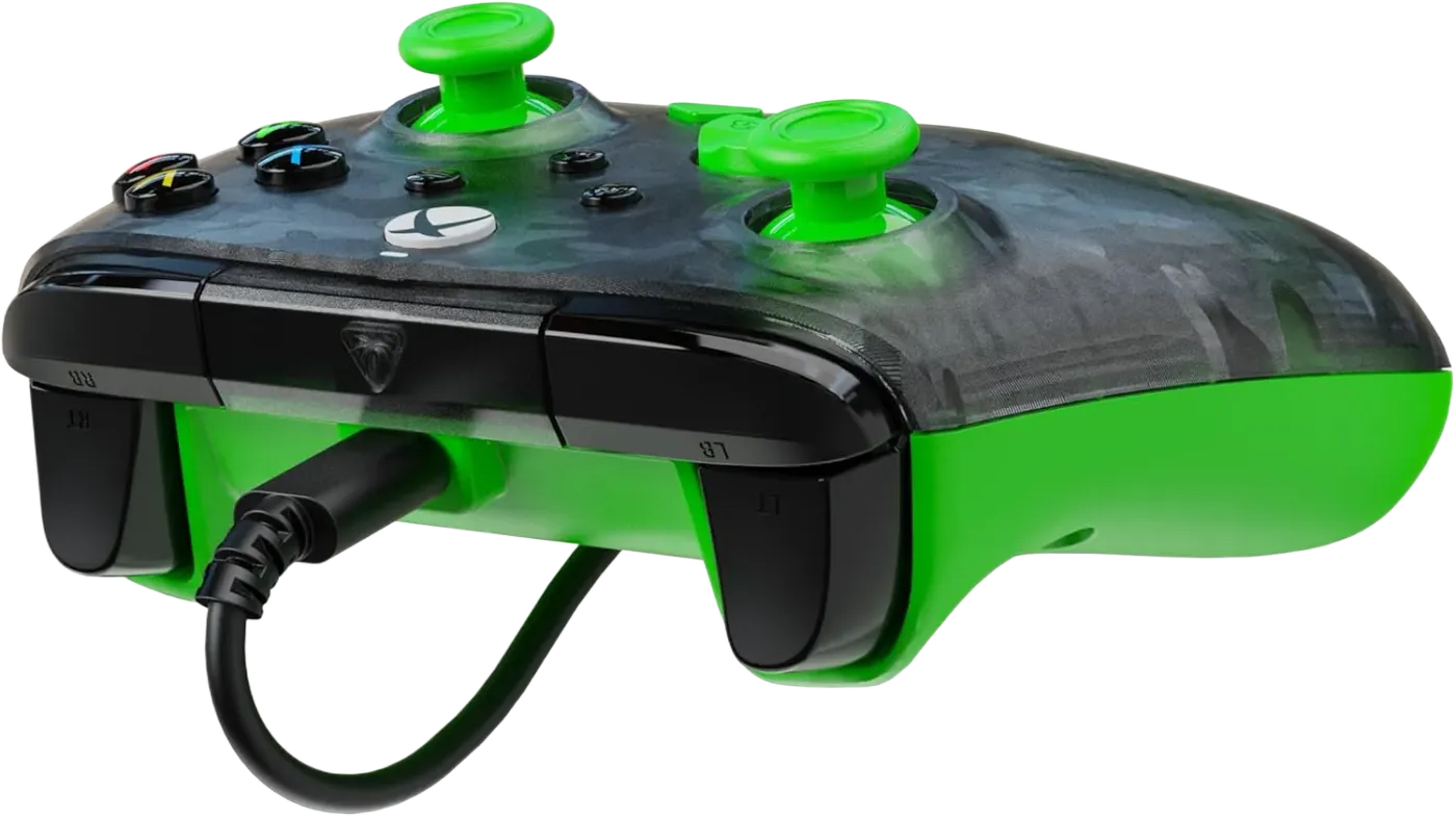 Transparent orange gaming controller against orange background