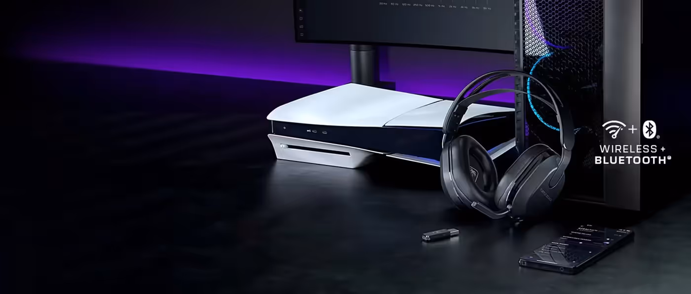 Turtle Beach Stealth 500 Gen 3 headset shown with the devices it connects to