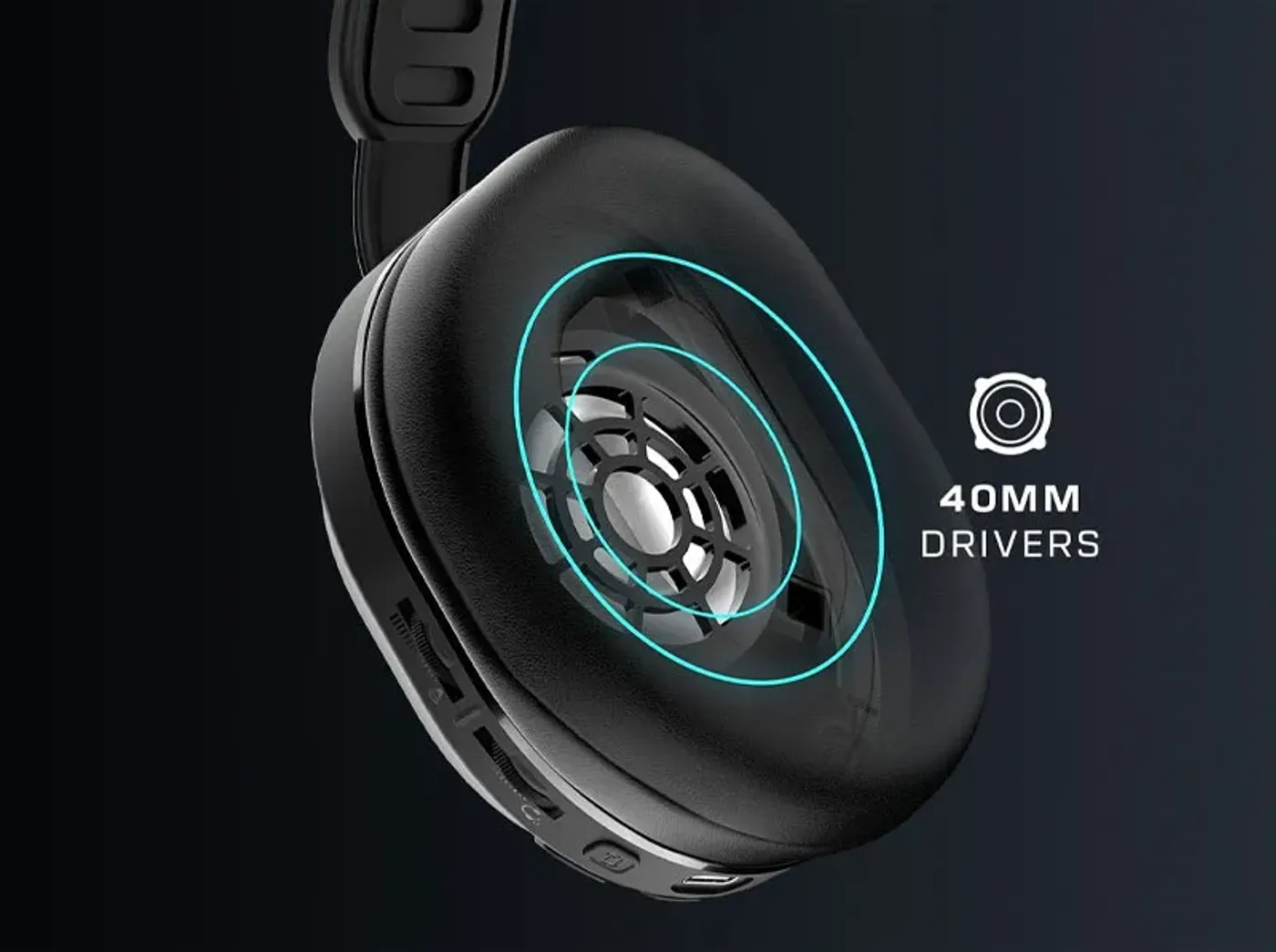 Turtle Beach Stealth 500 Wireless Headset highlighting 40mm audio drivers