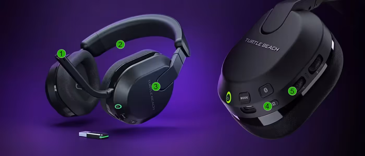 Close-up of Turtle Beach Stealth 600 Gen 3 Wireless Headset in black