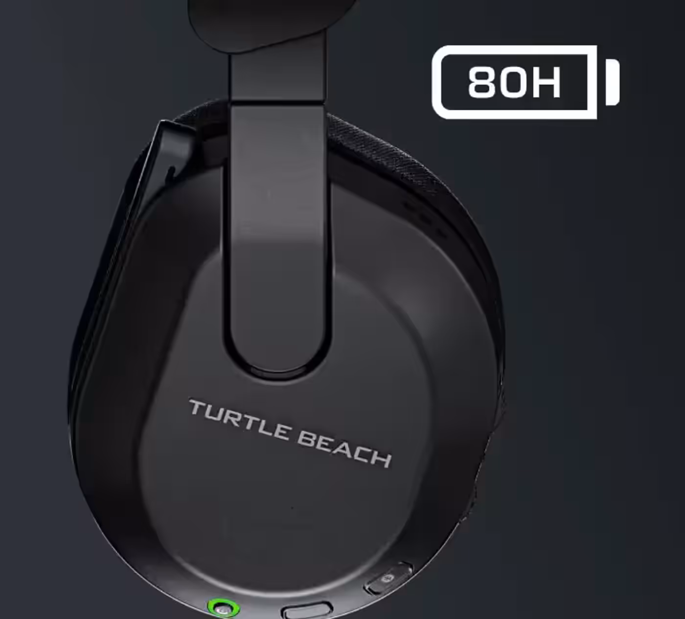 Wireless headset showcasing 80-hour battery life capability