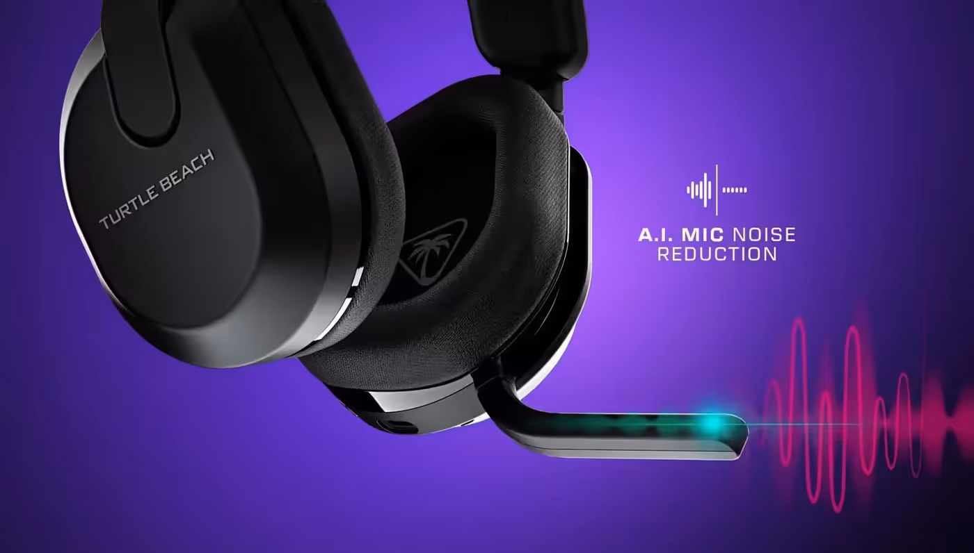 Gaming headset featuring AI noise-reducing microphone technology