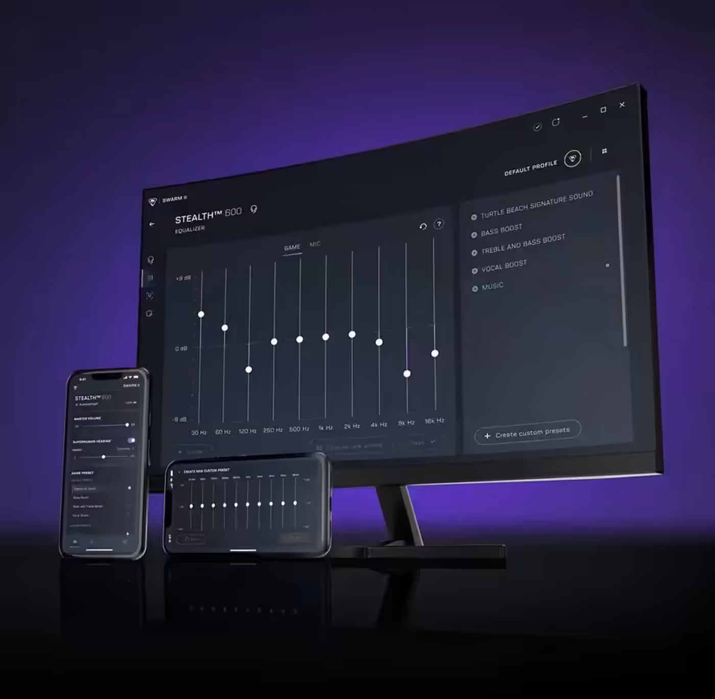 Headset offering customizable audio controls via the Swarm II app