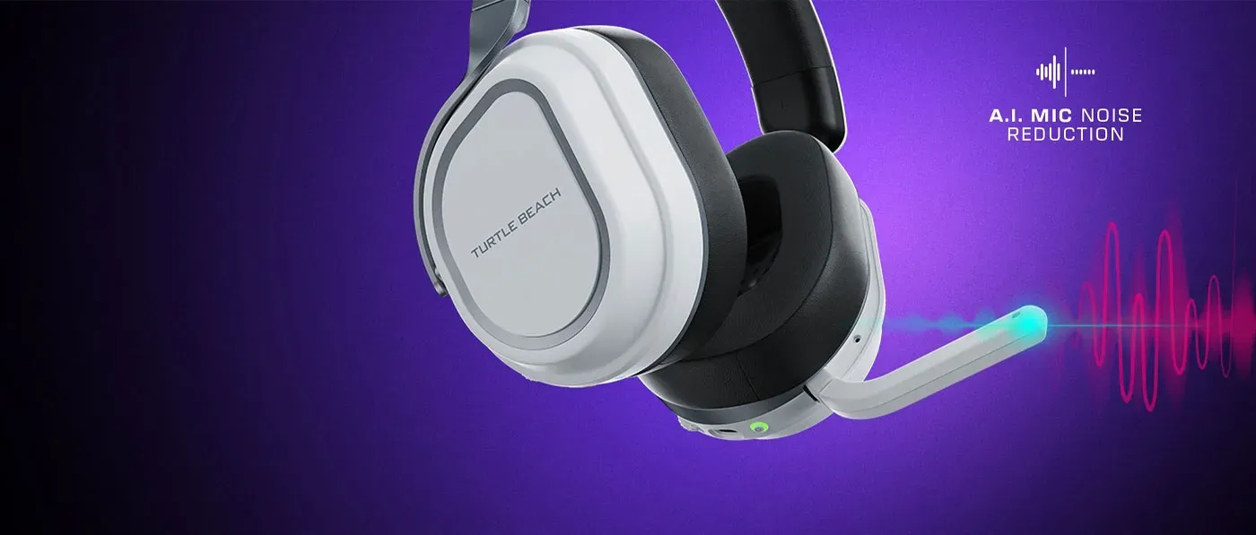The flip-to-mute microphone on the white Stealth 700 Gen 3 headset