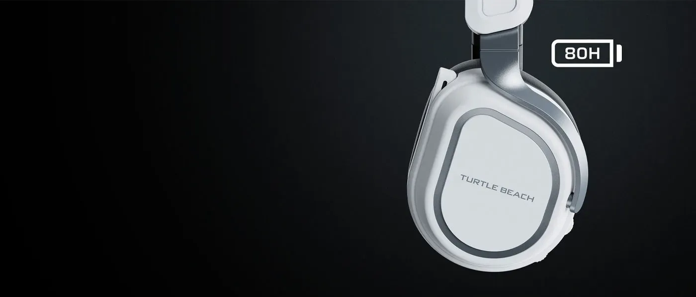White Stealth 700 Gen 3 headset shown with its charging connection