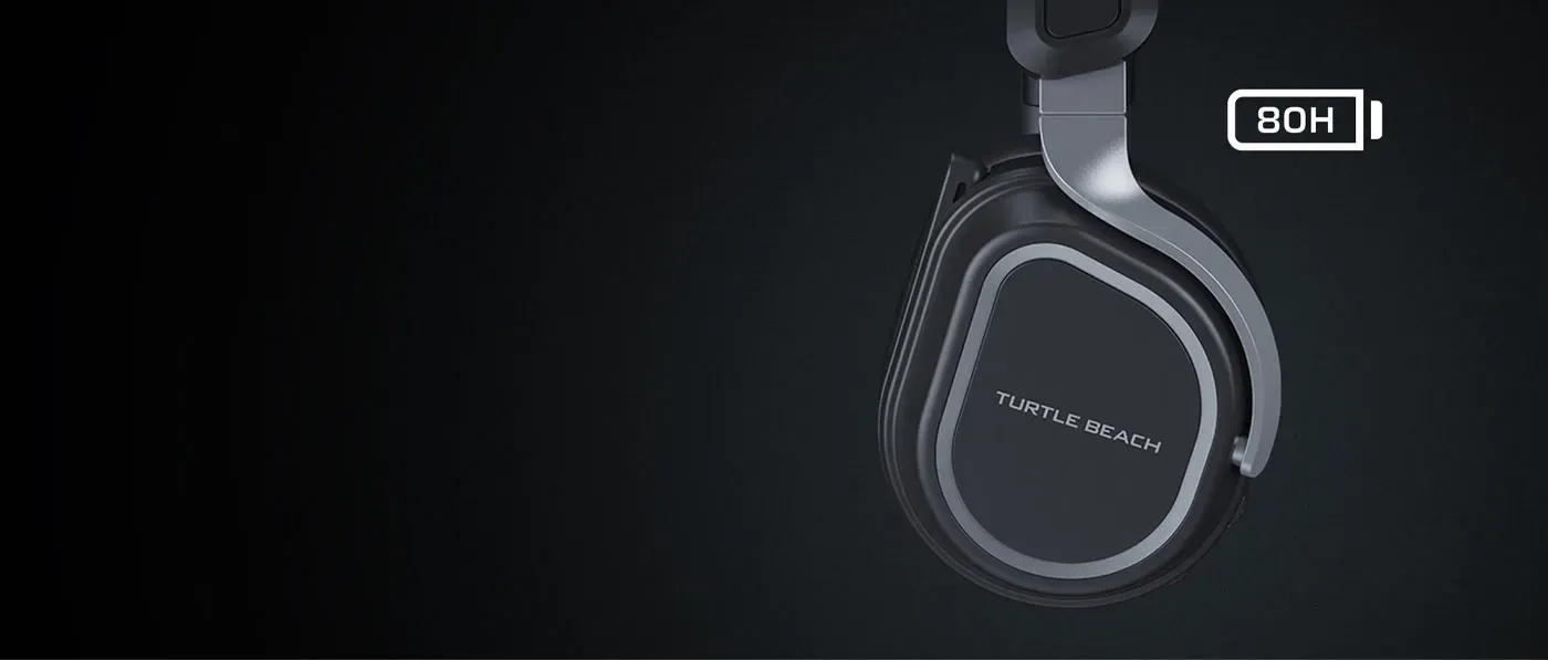 Black Stealth 700 Gen 3 headset shown with its charging port for the 80-hour battery