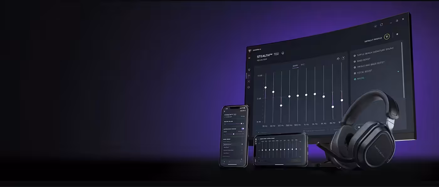 Swarm II app audio customisation shown with the Stealth 700 Gen 3 headset