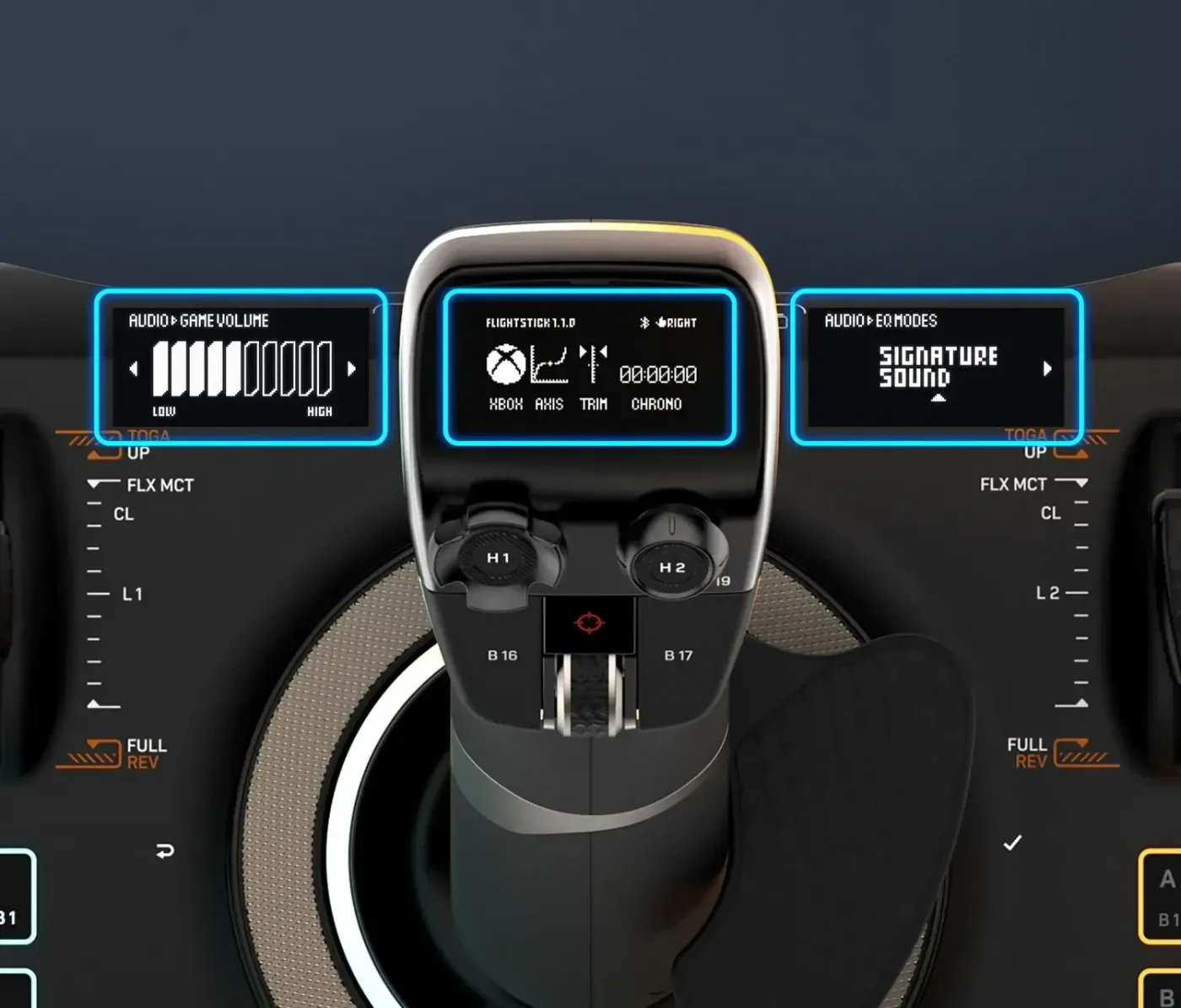 Flight management control panel with audio indicators and control buttons