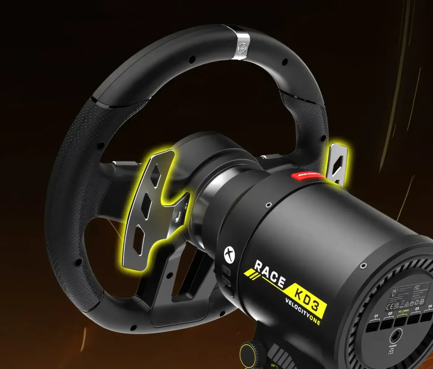 Racing steering wheel with magnetic paddle shifters and sleek design