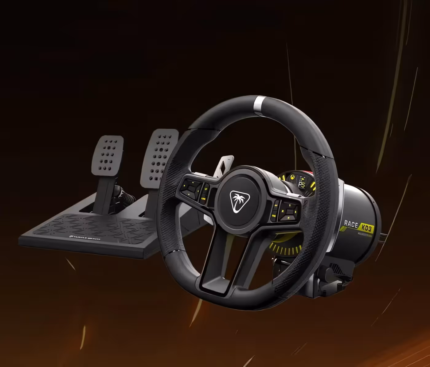 Complete VelocityOne Race KD3 system with racing wheel and pedal set for simulation gaming