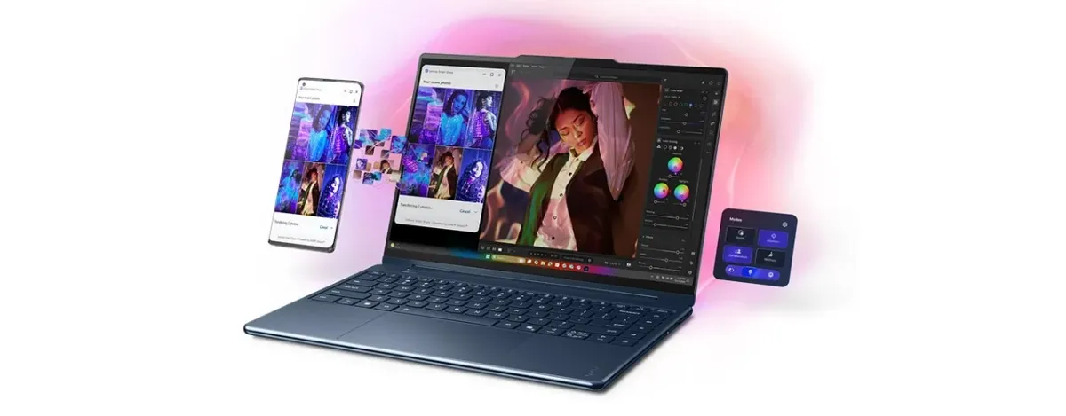 Lenovo Yoga 9i 2-in-1 Aura Edition showing Smart Share smartphone projection feature