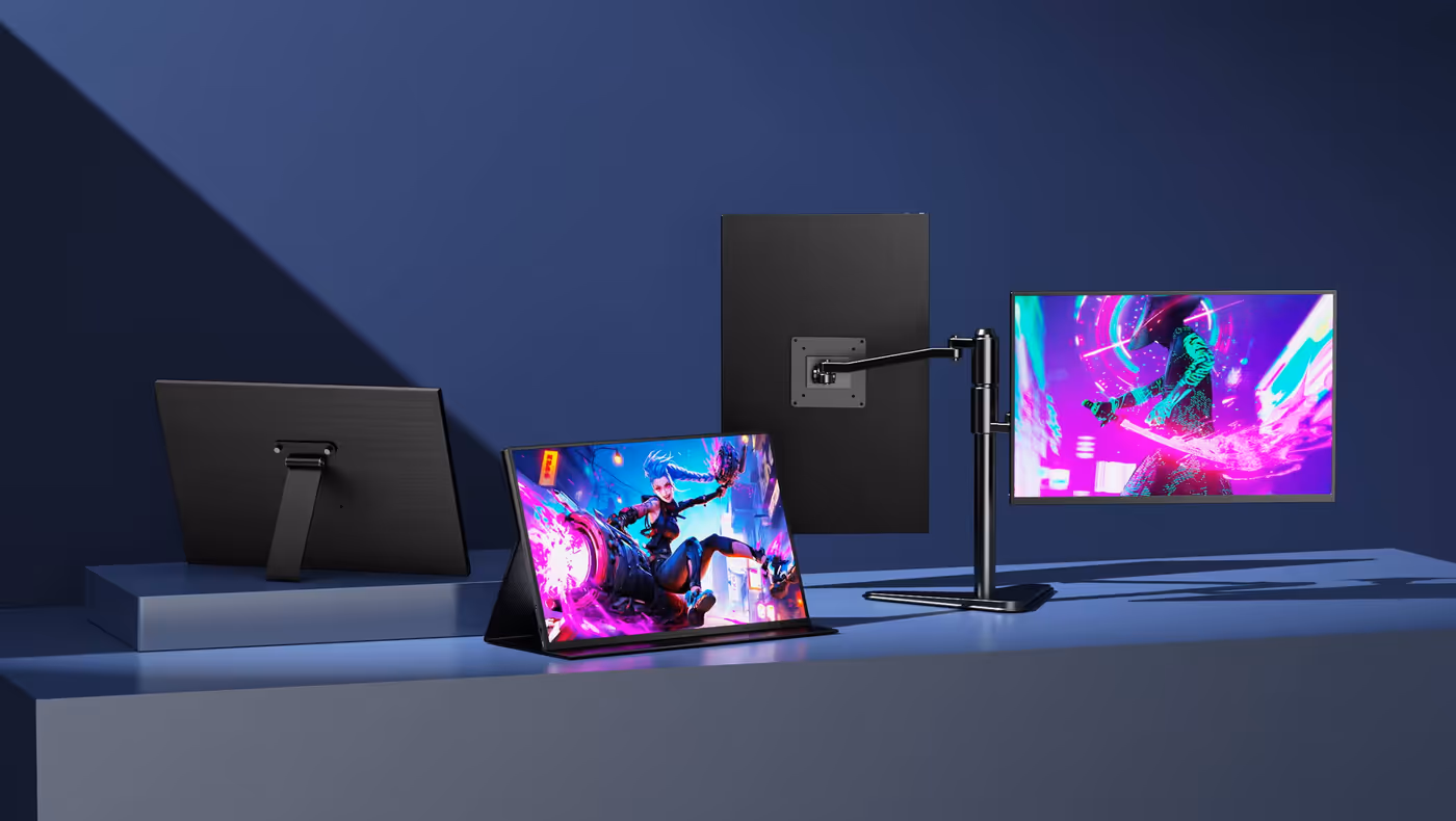 Monitor VESA mount holes for wall or desk installation