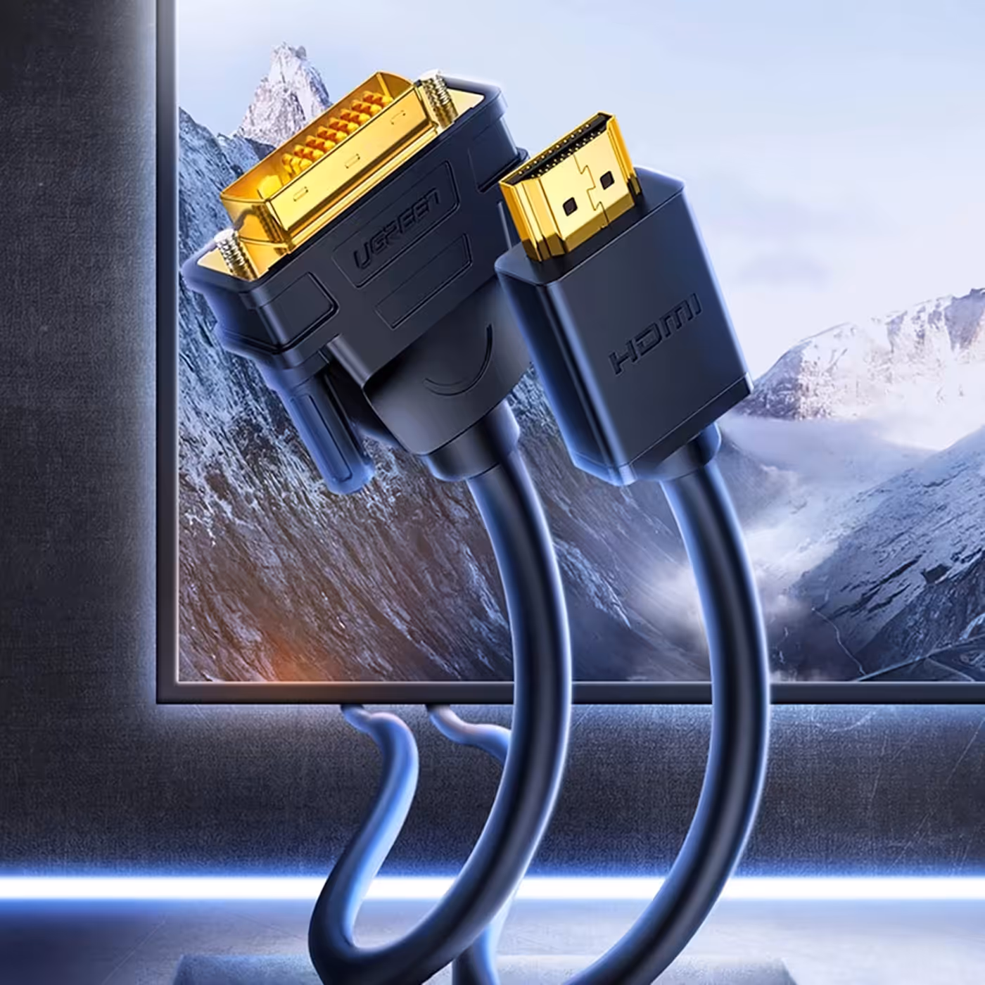 A high-quality UGREEN HDMI to DVI cable for Full HD 1080p connectivity
