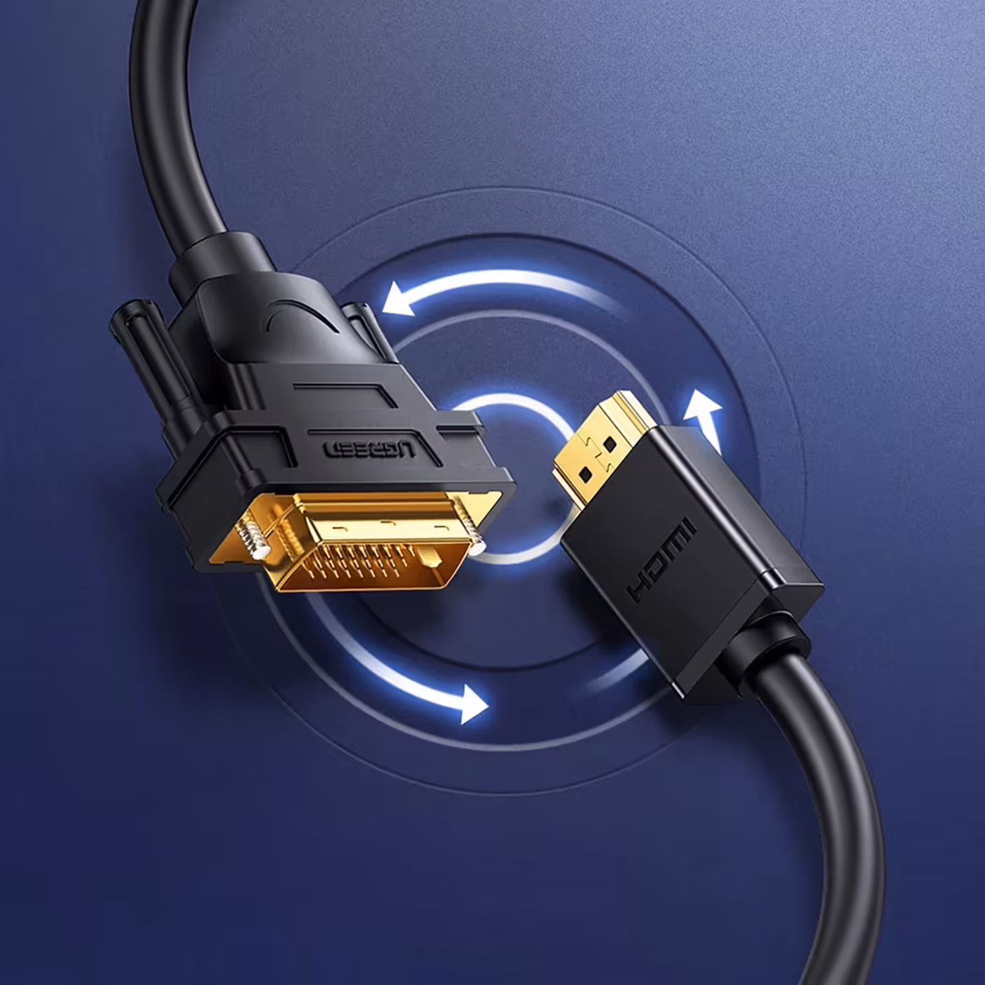Internal copper wiring and shielding of the UGREEN HDMI to DVI cable