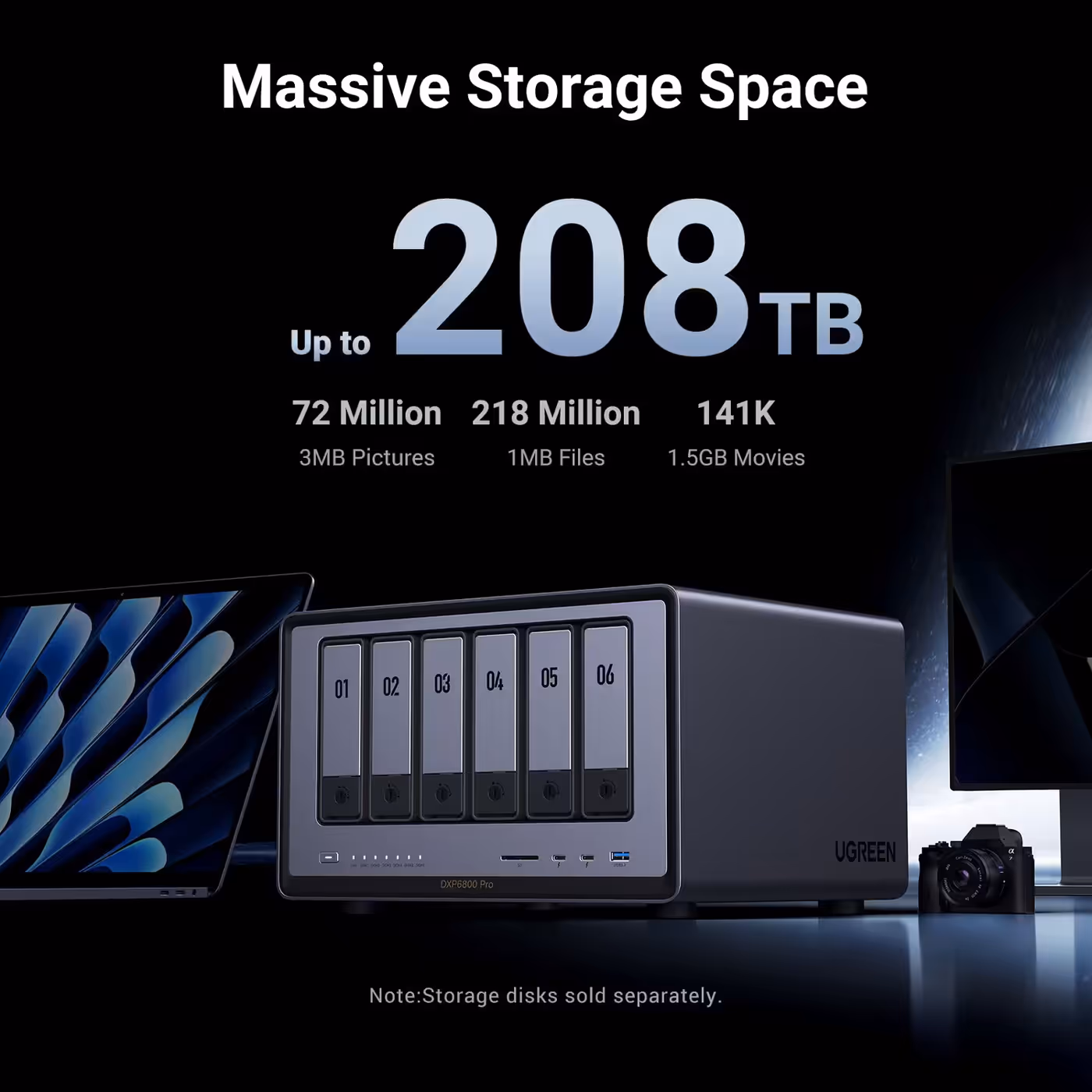 UGREEN NASync DXP6800 Pro with up to 208TB storage shown