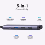UGREEN Revodok 105 5-in-1 USB-C Hub, 4K HDMI & 100W PD - image 3