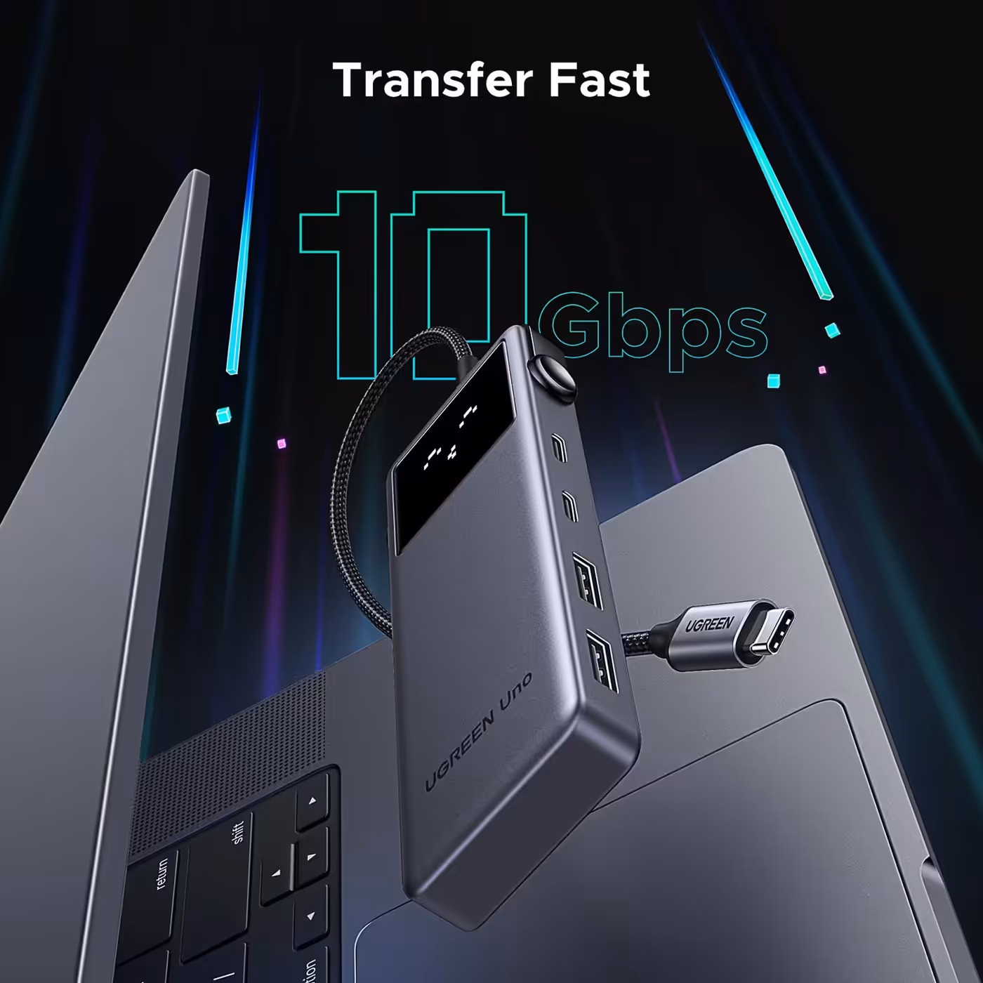 UGREEN Uno hub with the 10Gbps transfer speed shown
