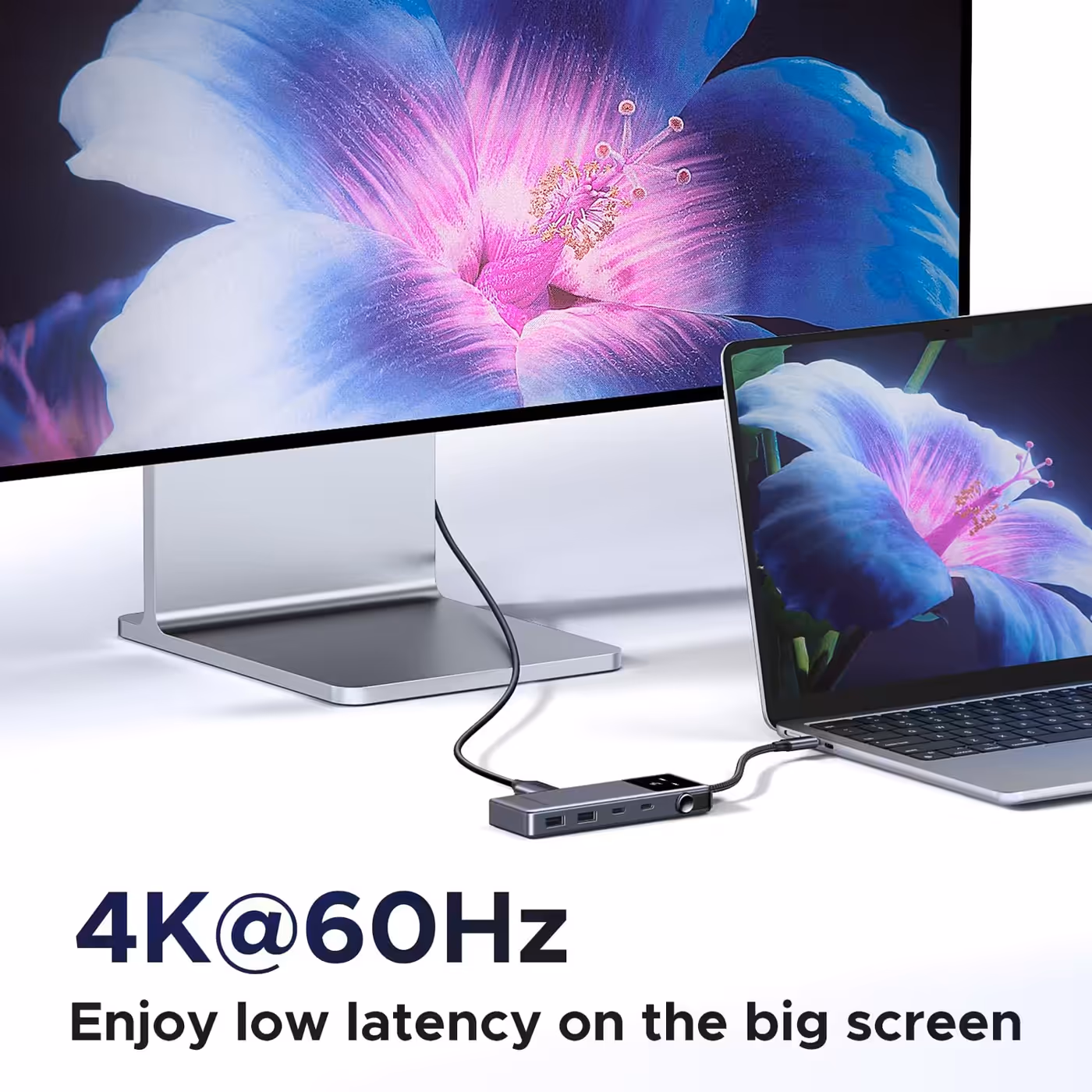 UGREEN Uno hub connecting a laptop to a 4K monitor