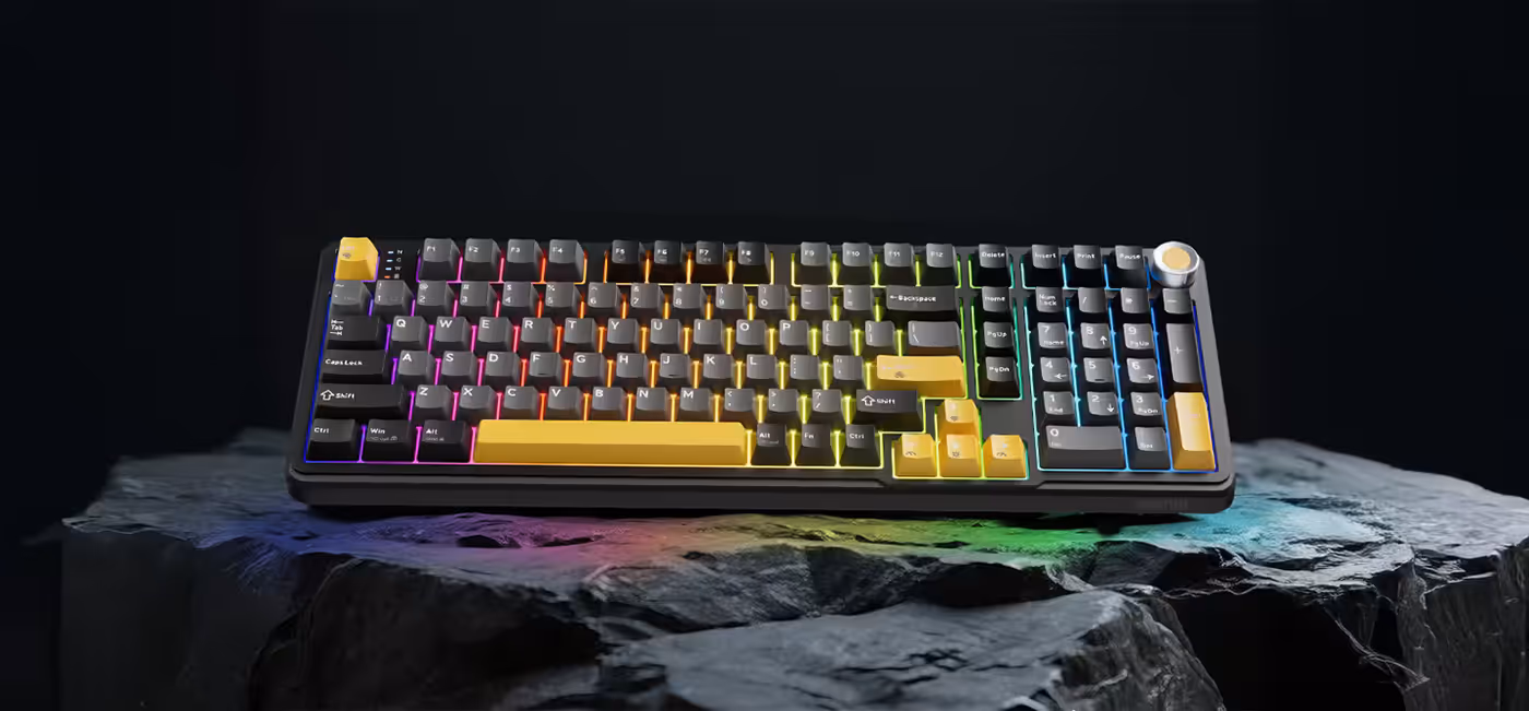 Titan 98 mechanical keyboard featuring versatile tri-mode connectivity for gaming and professional use