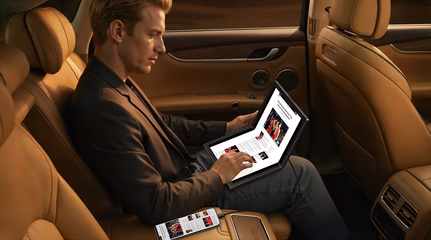Foldable 13.3-inch OLED monitor designed for mobile productivity