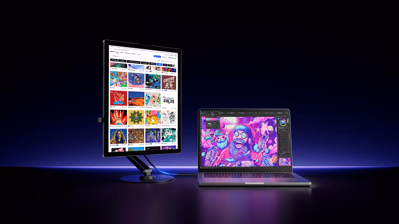 Slim metal foldable monitor with built-in dual 1W speakers