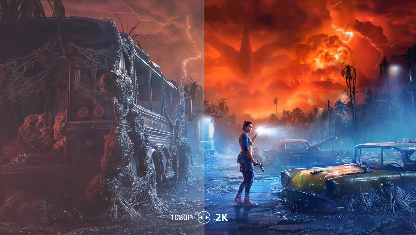 Comparison of 2K resolution and HDR enhancing visual detail