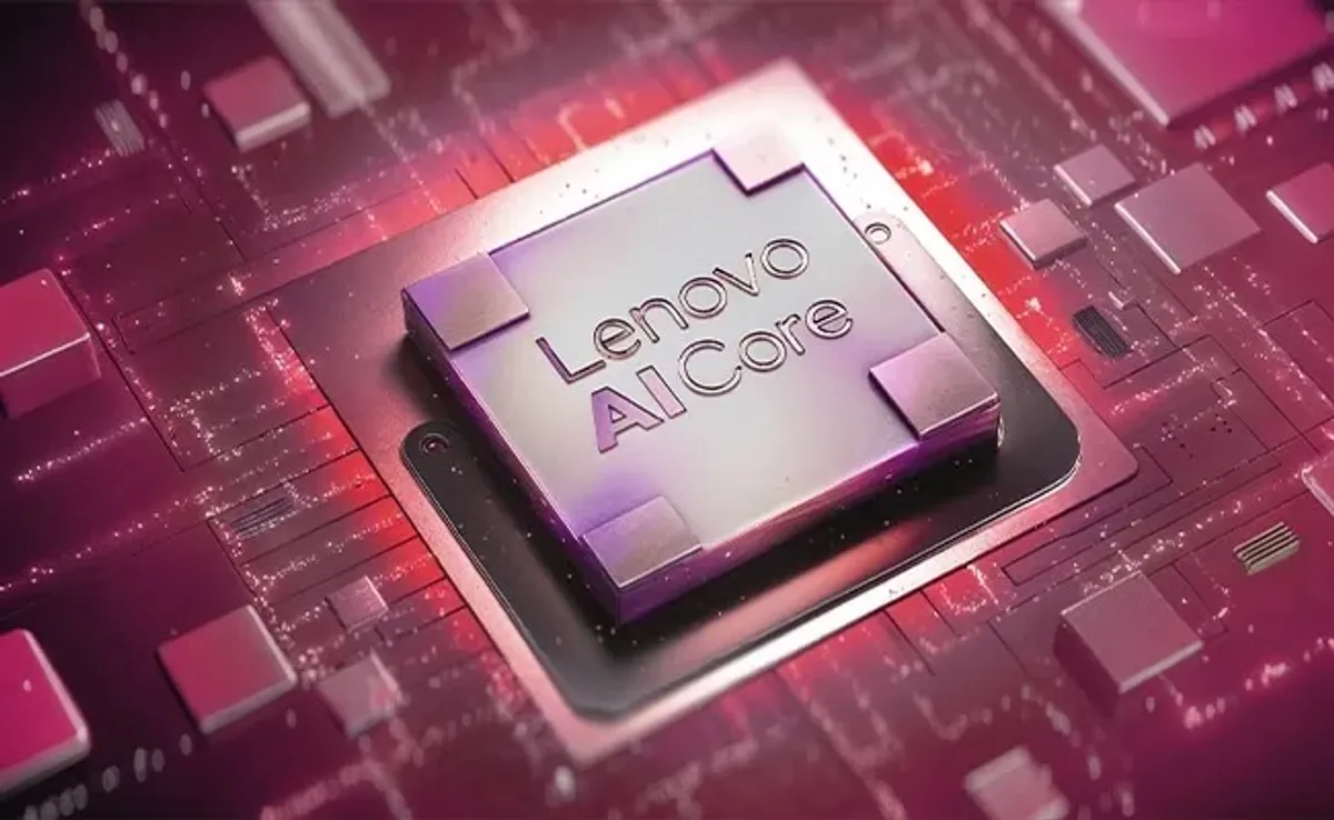 A detailed closeup view of the Lenovo AI Core hardware chip