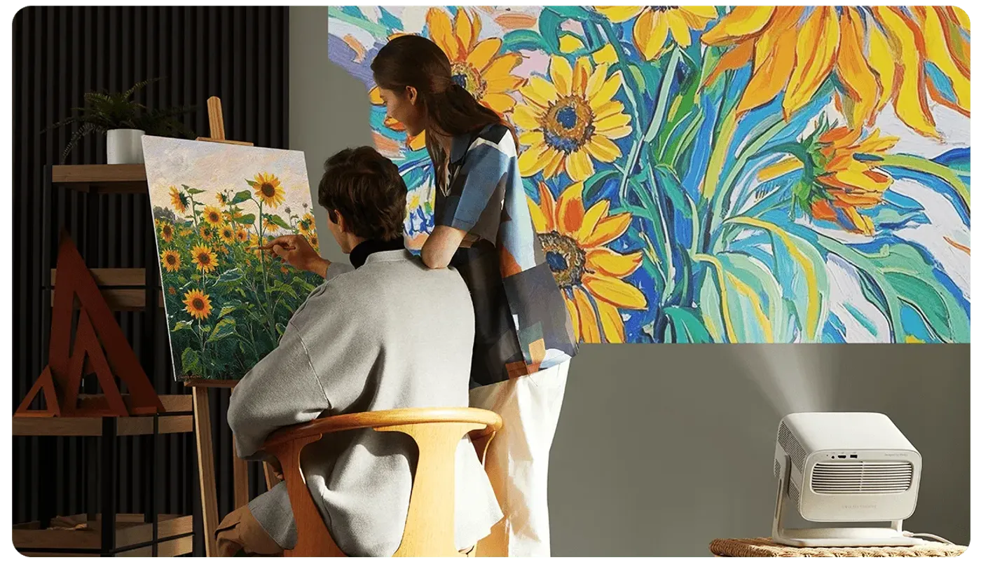 Ambient wall projection mode displaying artistic scenery and atmosphere
