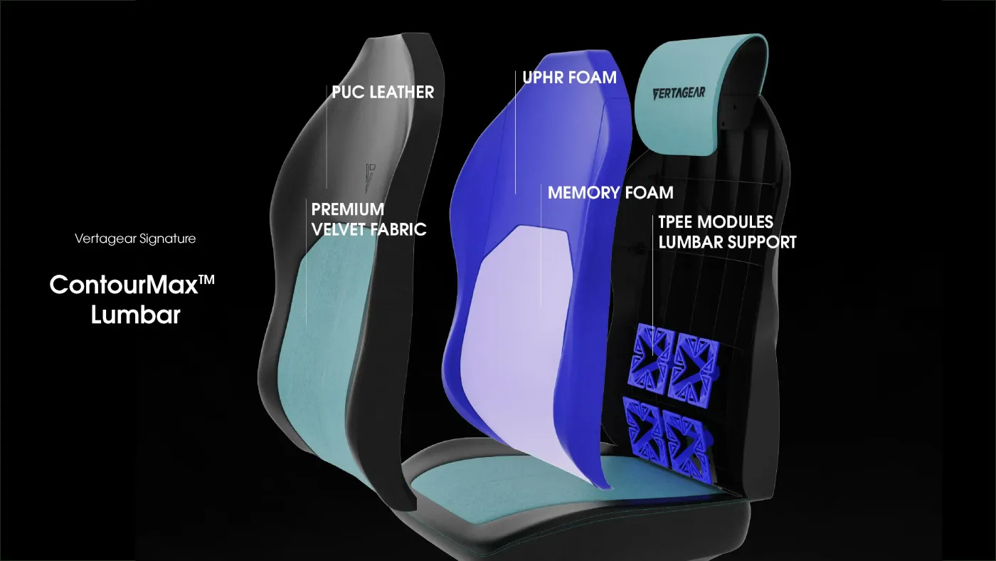 Base and caster wheels of the Vertagear SL1800 gaming chair