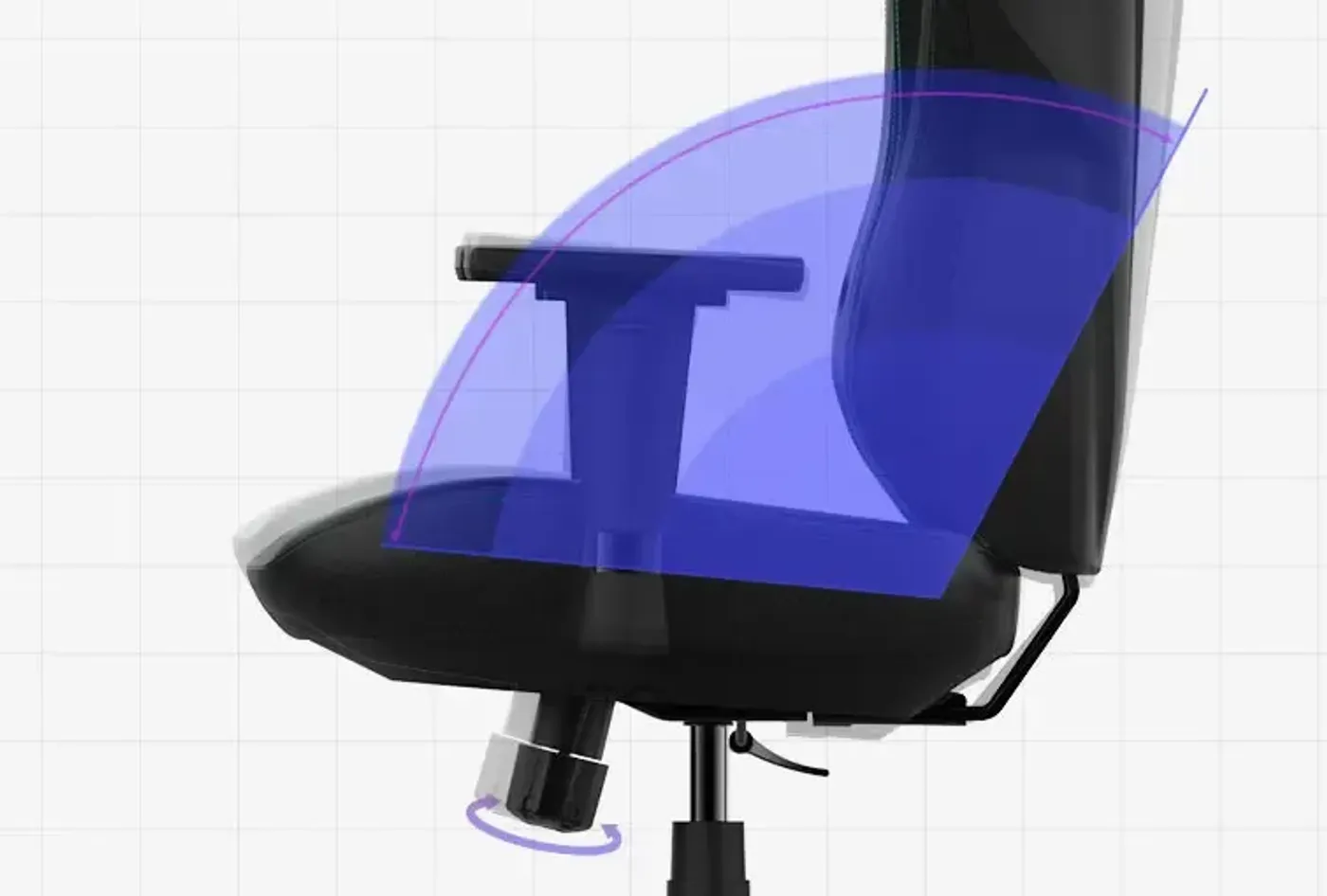Tilt tension and lock controls beneath the Vertagear SL1800 seat
