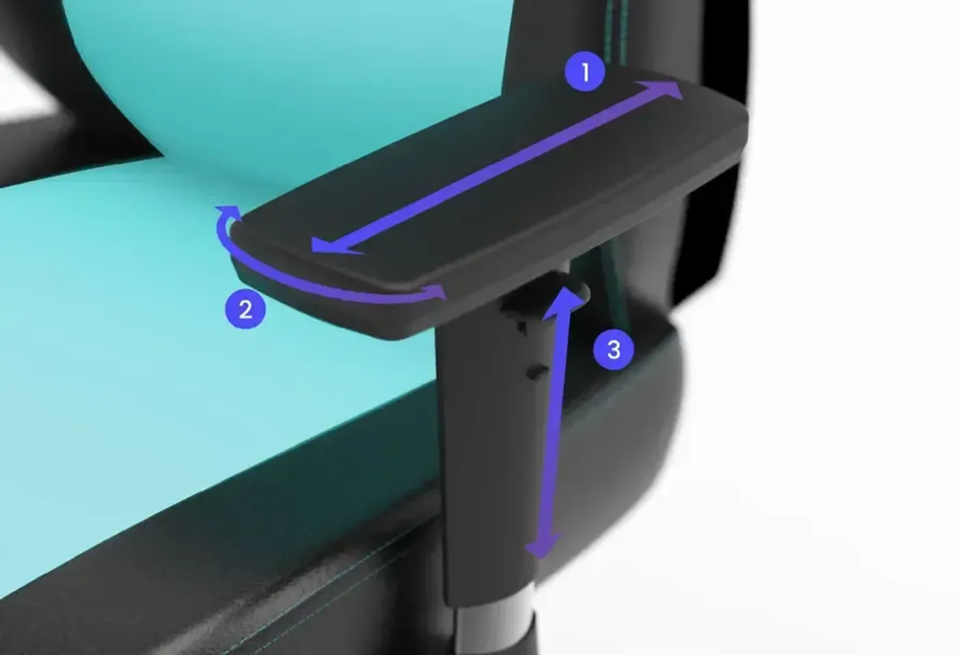 Four-way adjustable metal plate armrest on the Vertagear SL1800