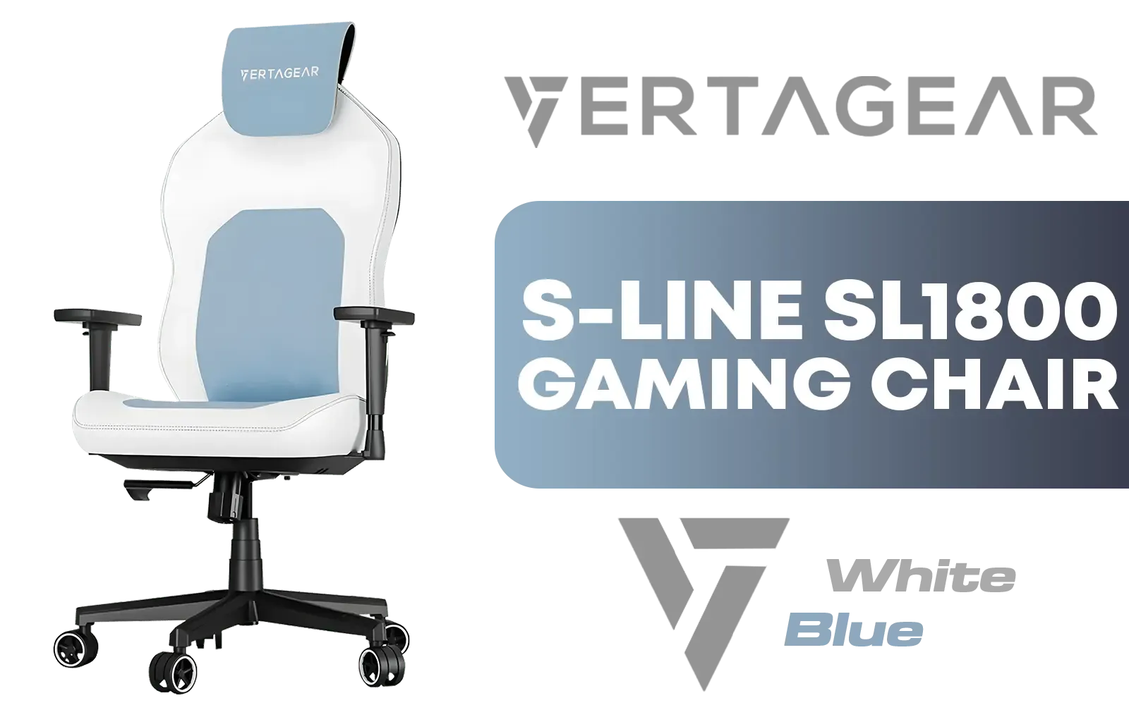 Vertagear Racing Series S-Line SL1800 Office Gaming Chair - White/Blue / VG-SL1800_BL