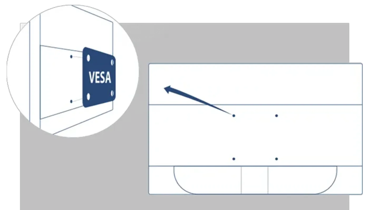 Monitor mounted with VESA support for flexible setups
