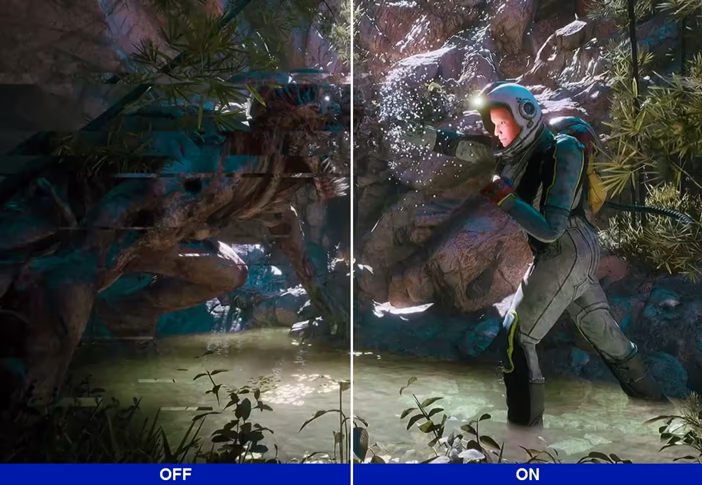 Comparison showing screen tearing eliminated with AMD FreeSync technology