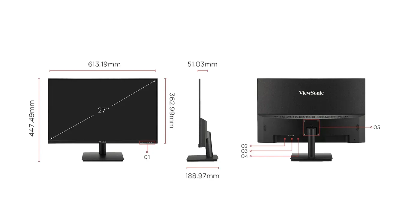 27-inch Full HD ViewSonic monitor shown on a desk