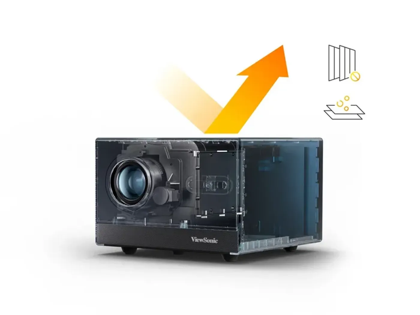 Robust internal design of the ViewSonic Smart LED Projector featuring a sealed optical engine