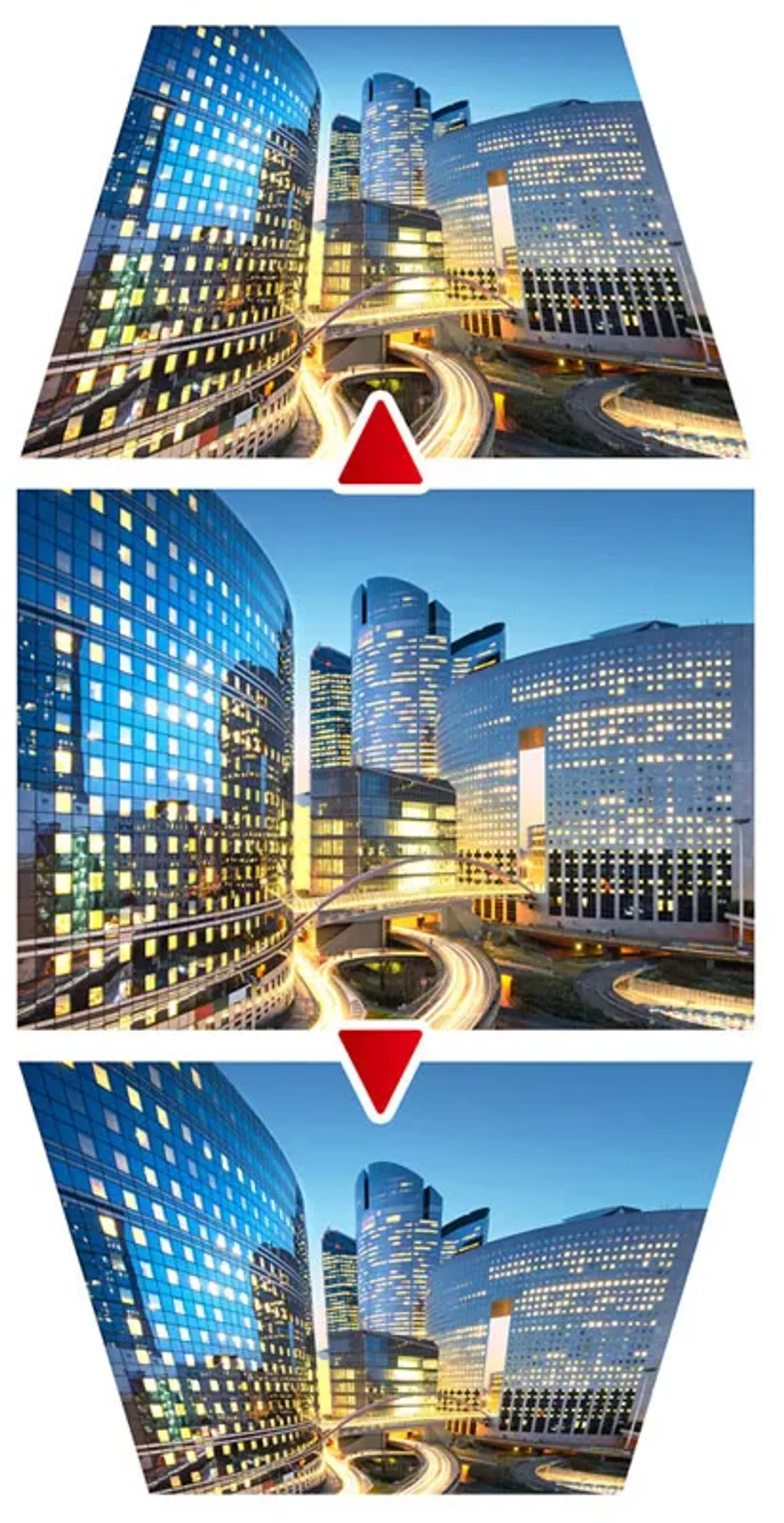 Vertical keystone correction for quick and flexible image alignment