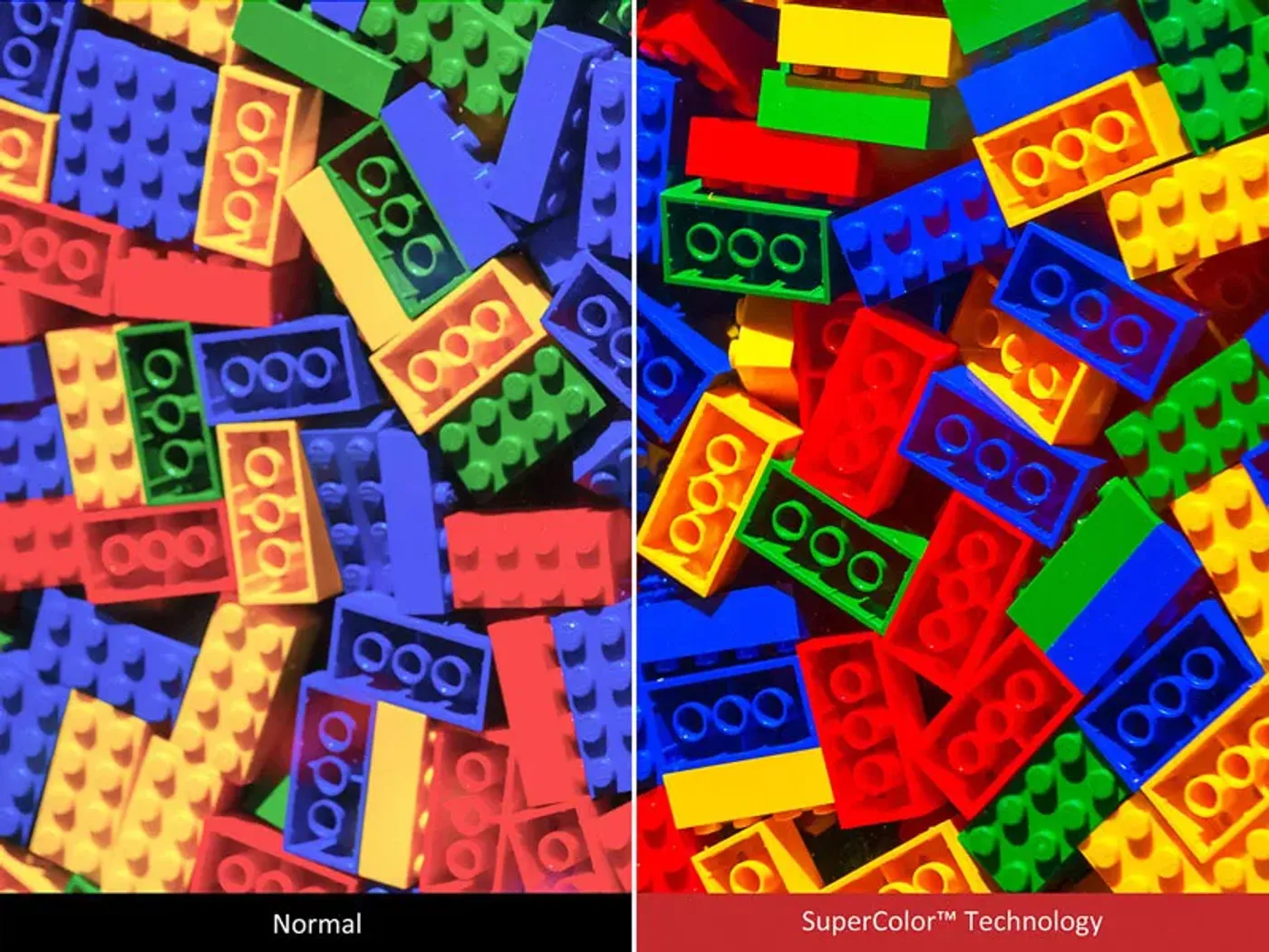 Visual demonstration of SuperColor Technology for enhanced color accuracy