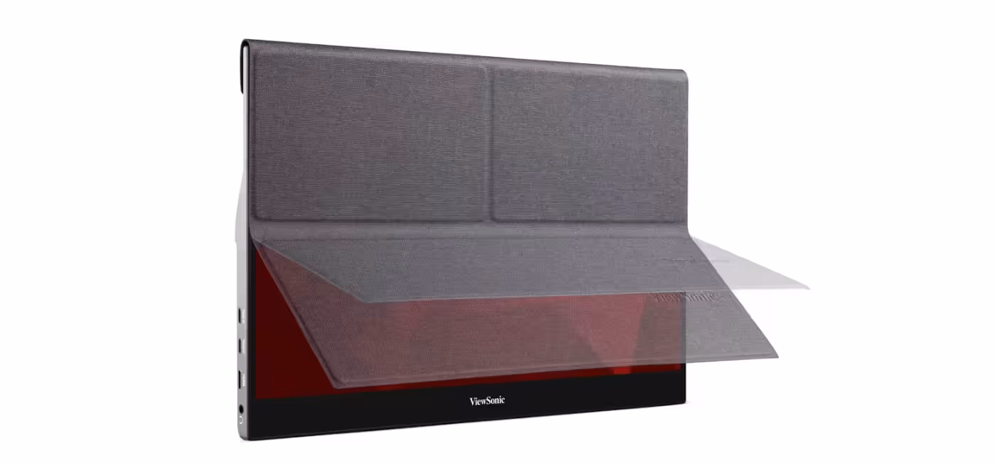 ViewSonic portable monitor paired with its durable protective anti-slip magnetic cover