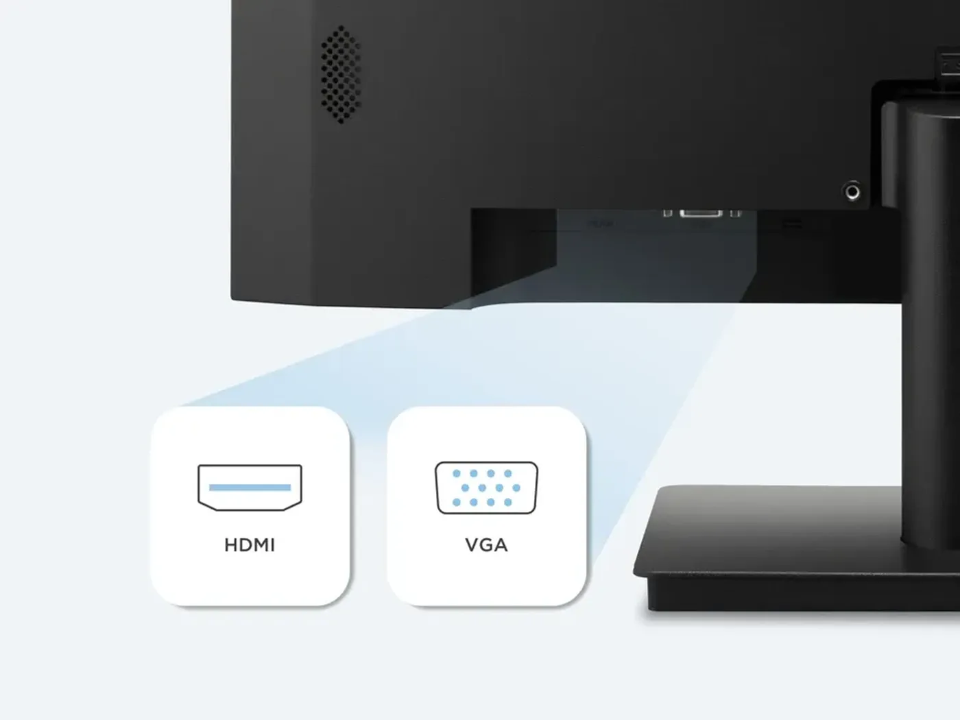 HDMI and VGA connection ports on the ViewSonic VA240A-H monitor