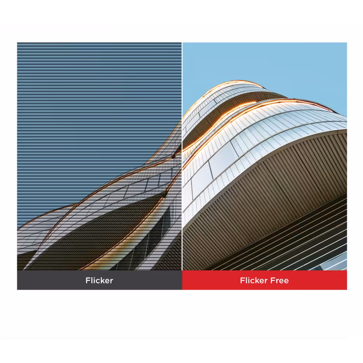 ViewSonic comparison of a flickering screen and a flicker-free screen