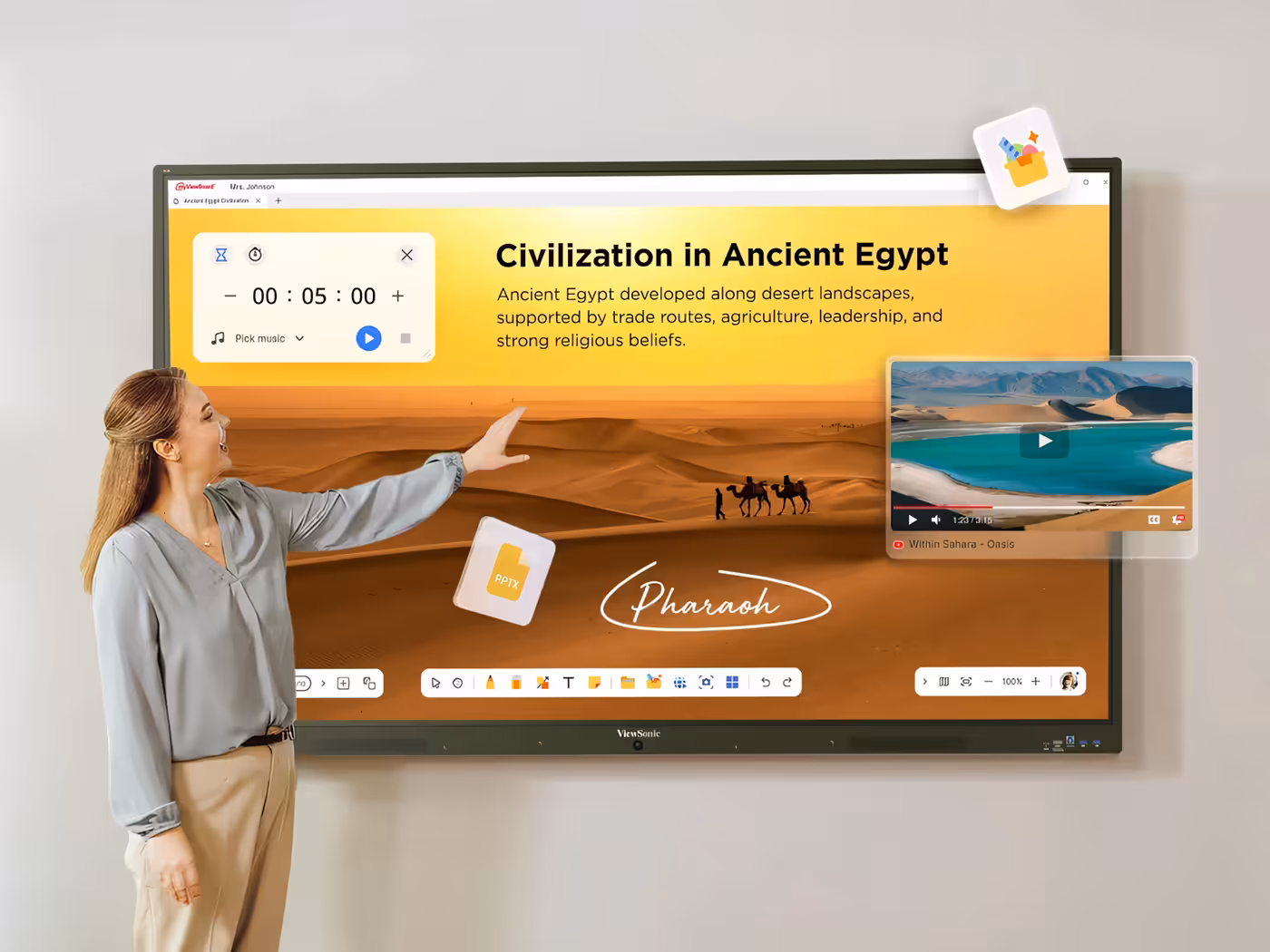 Interactive myViewBoard software interface facilitating collaborative classroom engagement and learning